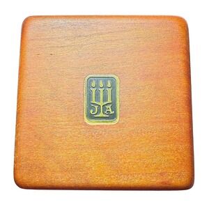 James Avery Square Wooden Keepsake/Jewelry Box With Brass Logo Retired Vintage